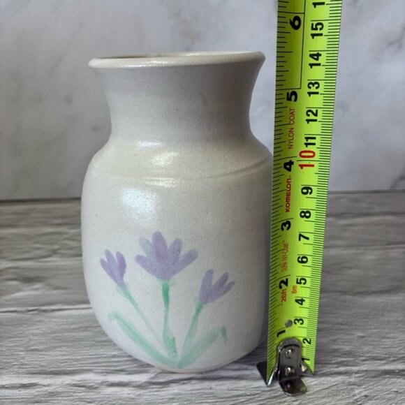Ceramic Pottery Hand Made Vase With Light Purple Flowers - Picture 6 of 8